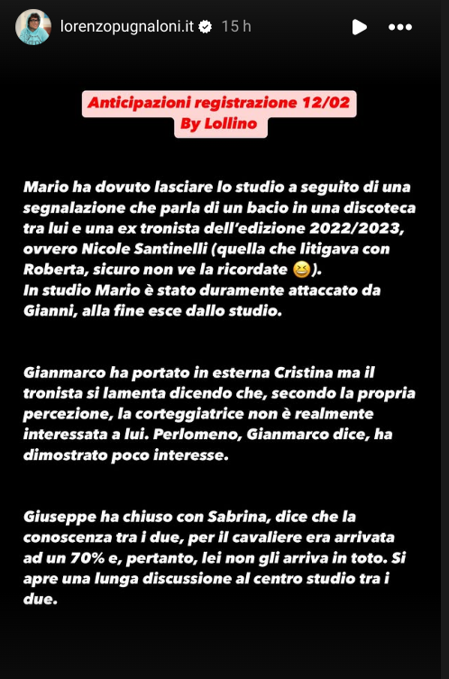 Uomini e Donne, anticipazioni: Mario lascia di nuovo il programma in seguito ad un’altra segnalazione: bacio con un’ex tronista!